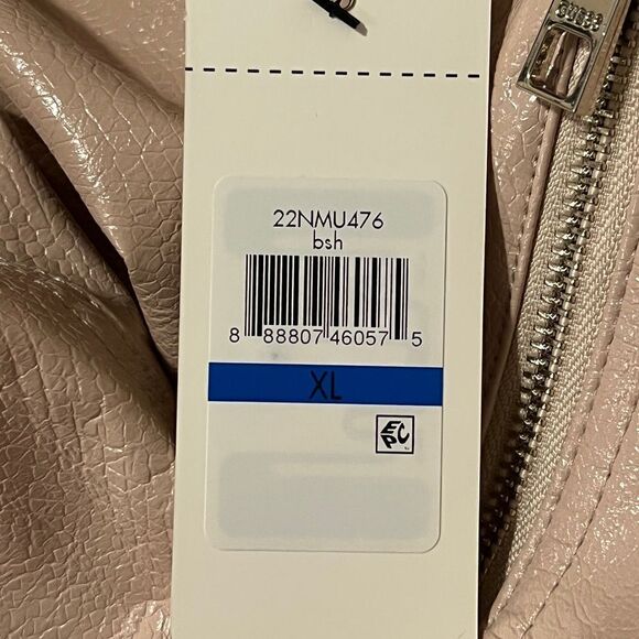 GUESS Women's Faux Leather Asymmetrical Moto Jacket Blush Pink XL NWT - Picture 9 of 9